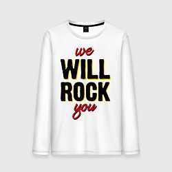 Лонгслив хлопковый мужской We will rock you!, цвет: белый