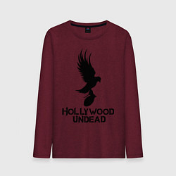 Лонгслив хлопковый мужской Hollywood Undead цвета меланж-бордовый — фото 1