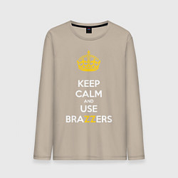 Лонгслив хлопковый мужской Keep Calm & Use Brazzers, цвет: миндальный