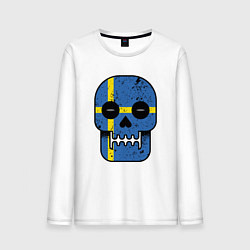 Лонгслив хлопковый мужской Шведский череп, цвет: белый