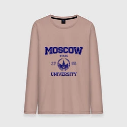 Лонгслив хлопковый мужской MGU Moscow University, цвет: пыльно-розовый