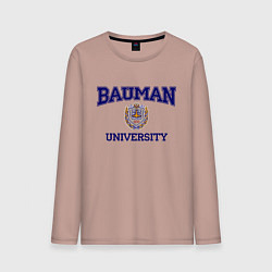 Лонгслив хлопковый мужской BAUMAN University, цвет: пыльно-розовый