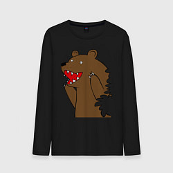 Лонгслив хлопковый мужской Медведь цензурный, цвет: черный