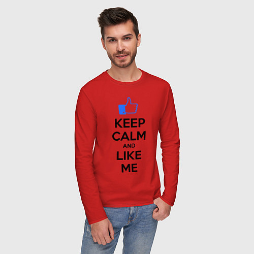 Мужской лонгслив Keep Calm & Like Me / Красный – фото 3