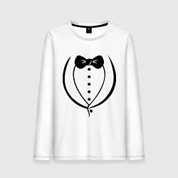 Лонгслив хлопковый мужской Cмокинг (tuxedo), цвет: белый