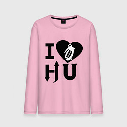 Лонгслив хлопковый мужской I love HU цвета светло-розовый — фото 1