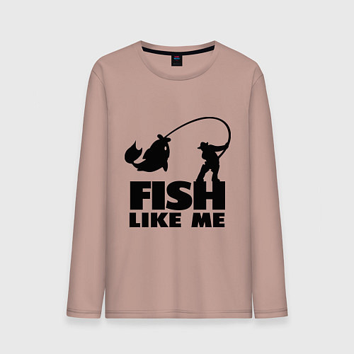 Мужской лонгслив Fish like me / Пыльно-розовый – фото 1