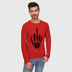 Лонгслив хлопковый мужской Fuck skeleton, цвет: красный — фото 2
