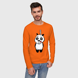 Лонгслив хлопковый мужской Панда повесилась цвета оранжевый — фото 2