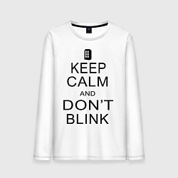 Лонгслив хлопковый мужской Keep Calm & Don't Blink, цвет: белый