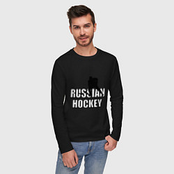 Лонгслив хлопковый мужской Russian hockey, цвет: черный — фото 2