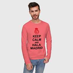 Лонгслив хлопковый мужской Keep Calm & Hala Madrid, цвет: коралловый — фото 2