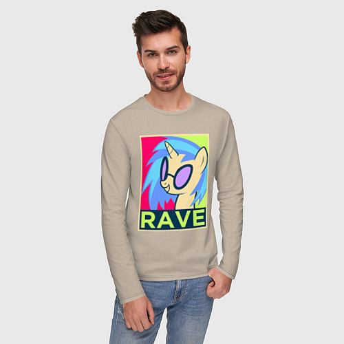 Мужской лонгслив DJ Pon-3 RAVE / Миндальный – фото 3