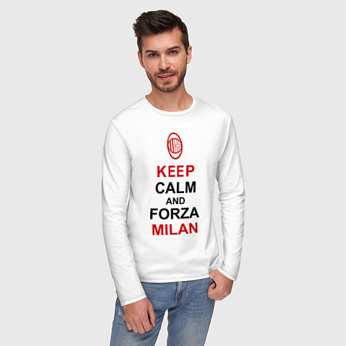 Мужской лонгслив Keep Calm & Forza Milan / Белый – фото 3