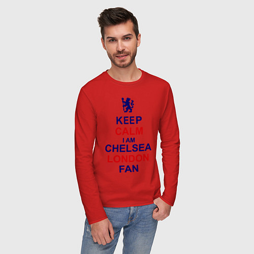 Мужской лонгслив Keep Calm & Chelsea London fan / Красный – фото 3