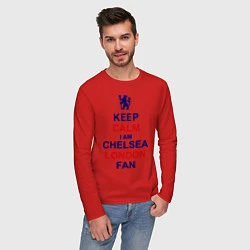 Лонгслив хлопковый мужской Keep Calm & Chelsea London fan, цвет: красный — фото 2