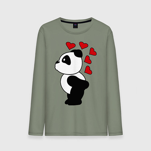 Мужской лонгслив Поцелуй панды: для него / Авокадо – фото 1