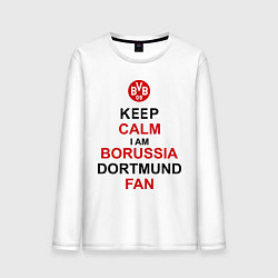 Лонгслив хлопковый мужской Keep Calm & Borussia Dortmund fan, цвет: белый