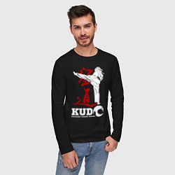 Лонгслив хлопковый мужской Kudo, цвет: черный — фото 2