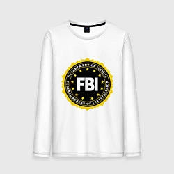 Лонгслив хлопковый мужской FBI Departament, цвет: белый