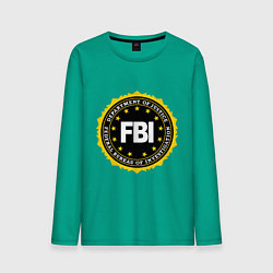 Лонгслив хлопковый мужской FBI Departament цвета зеленый — фото 1