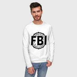 Лонгслив хлопковый мужской FBI Agency, цвет: белый — фото 2