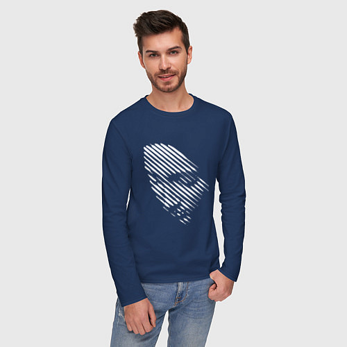 Мужской лонгслив Женское лицо / Тёмно-синий – фото 3