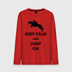 Лонгслив хлопковый мужской Keep Calm & Jump On, цвет: красный