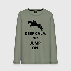 Лонгслив хлопковый мужской Keep Calm & Jump On, цвет: авокадо