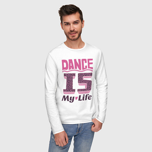 Мужской лонгслив Dance is my life / Белый – фото 3