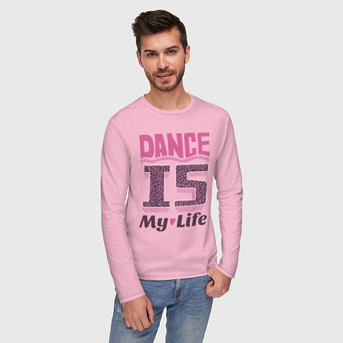 Мужской лонгслив Dance is my life / Светло-розовый – фото 3