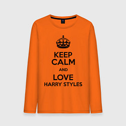 Лонгслив хлопковый мужской Keep Calm & Love Harry Styles цвета оранжевый — фото 1