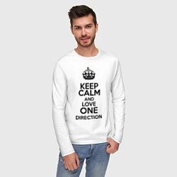 Лонгслив хлопковый мужской Keep Calm & Love One Direction, цвет: белый — фото 2