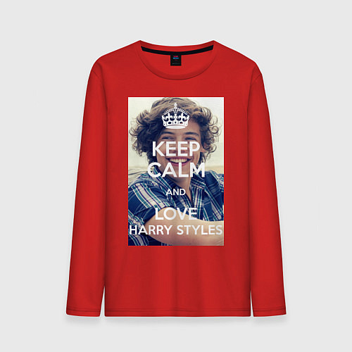 Мужской лонгслив Keep Calm & Love Harry Styles / Красный – фото 1
