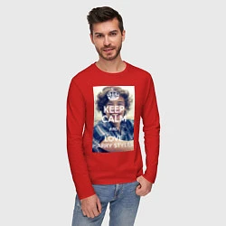 Лонгслив хлопковый мужской Keep Calm & Love Harry Styles, цвет: красный — фото 2