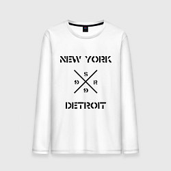 Лонгслив хлопковый мужской NY Detroit, цвет: белый