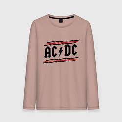 Лонгслив хлопковый мужской AC/DC Voltage цвета пыльно-розовый — фото 1