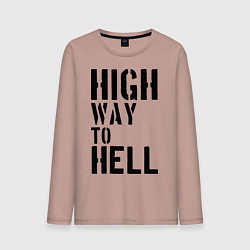 Лонгслив хлопковый мужской High way to hell, цвет: пыльно-розовый