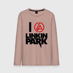 Лонгслив хлопковый мужской I love Linkin Park, цвет: пыльно-розовый