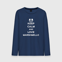 Лонгслив хлопковый мужской Keep Calm & Love Marshmello, цвет: тёмно-синий