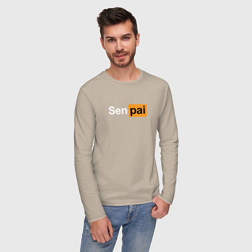 Мужской лонгслив Senpai: Pornhub Style / Миндальный – фото 3
