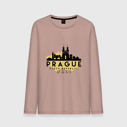 Лонгслив хлопковый мужской Прага - Чехия, цвет: пыльно-розовый