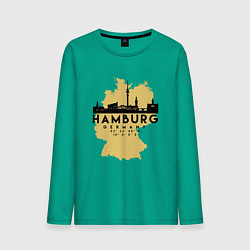 Лонгслив хлопковый мужской Гамбург - Германия цвета зеленый — фото 1