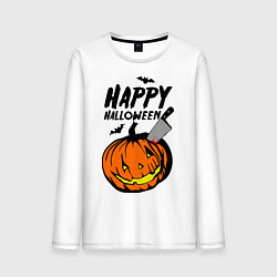 Лонгслив хлопковый мужской Happy halloween, цвет: белый