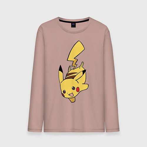 Мужской лонгслив Радостный Пикачуха / Пыльно-розовый – фото 1