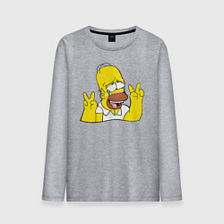 Лонгслив хлопковый мужской Homer Ahegao, цвет: меланж