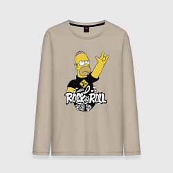Лонгслив хлопковый мужской Rock n Roll, цвет: миндальный