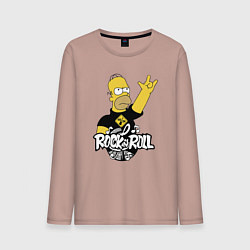 Лонгслив хлопковый мужской Rock n Roll, цвет: пыльно-розовый