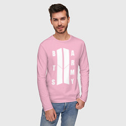 Лонгслив хлопковый мужской BTS ARMY, цвет: светло-розовый — фото 2
