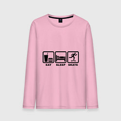 Лонгслив хлопковый мужской Eat sleep skate (Ешь, Спи, Катайся) цвета светло-розовый — фото 1